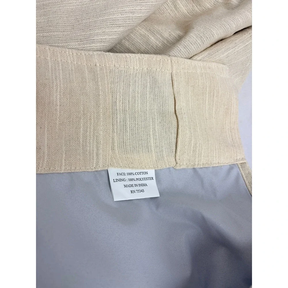 Brooks Brothers Beige Textured Cotton Lined Curtain Panels Back Tab Neutral 2pc